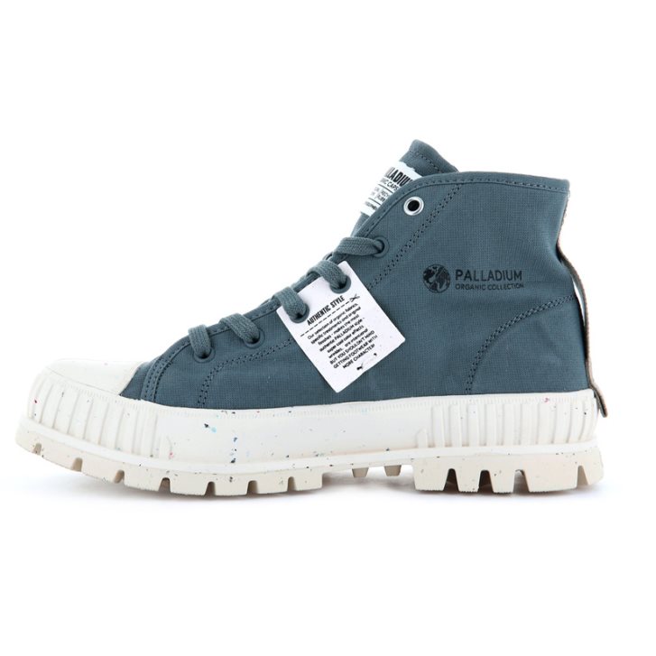 Bottes Palladium Pallashock Mid Organic Femme Bleu Marine | FR BWN129I